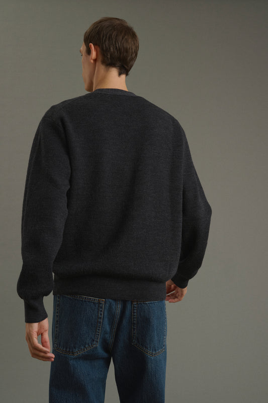 Cardigan Romeo - Charcoal Grey - Wool - Men
