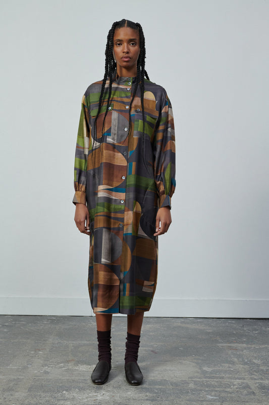 DRESS VEDA GREEN/BROWN