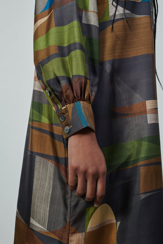 DRESS VEDA GREEN/BROWN
