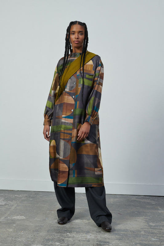 DRESS VEDA GREEN/BROWN