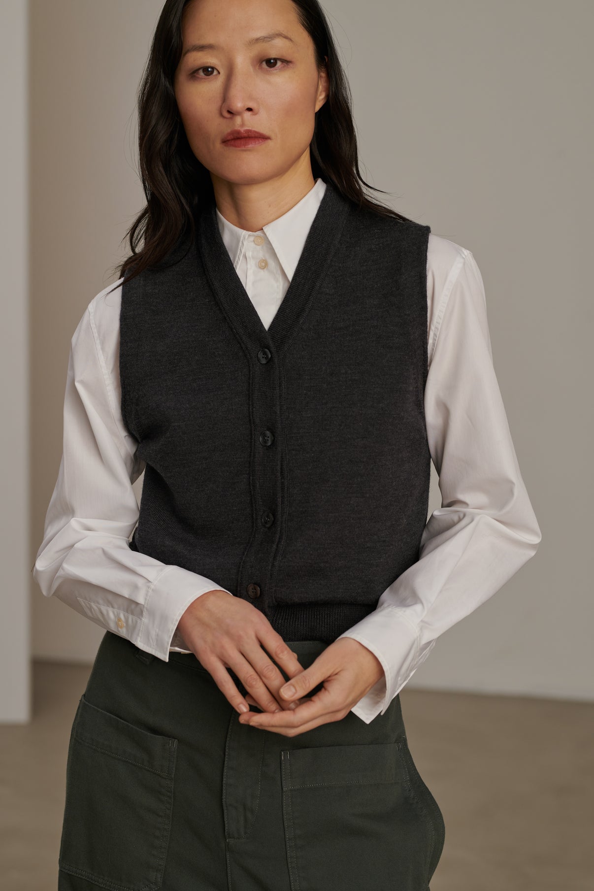 Cardigan Chiara - Gris Anthracite - Laine - Femme vue 2