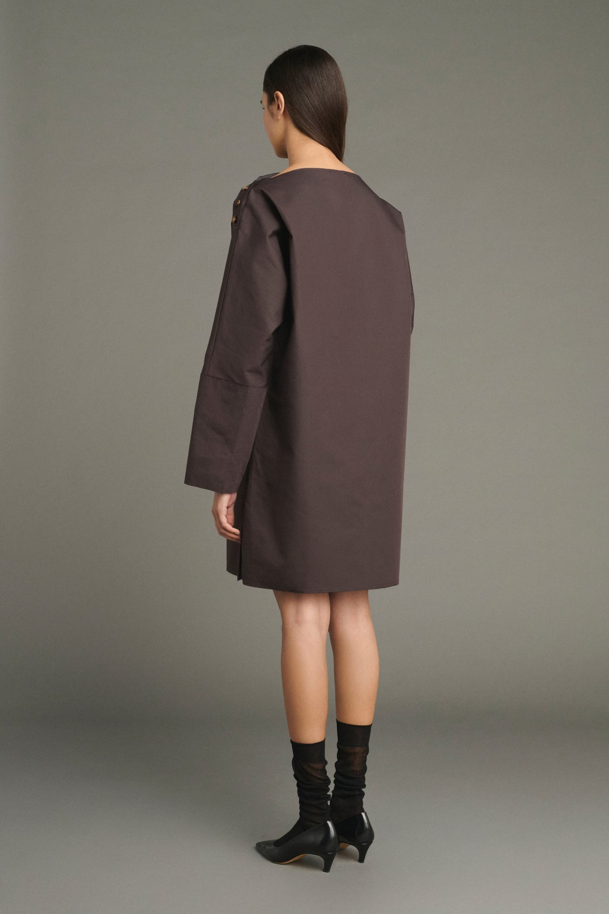 Liris dress - Fig/Dark Brown - Cotton - Women vue 2