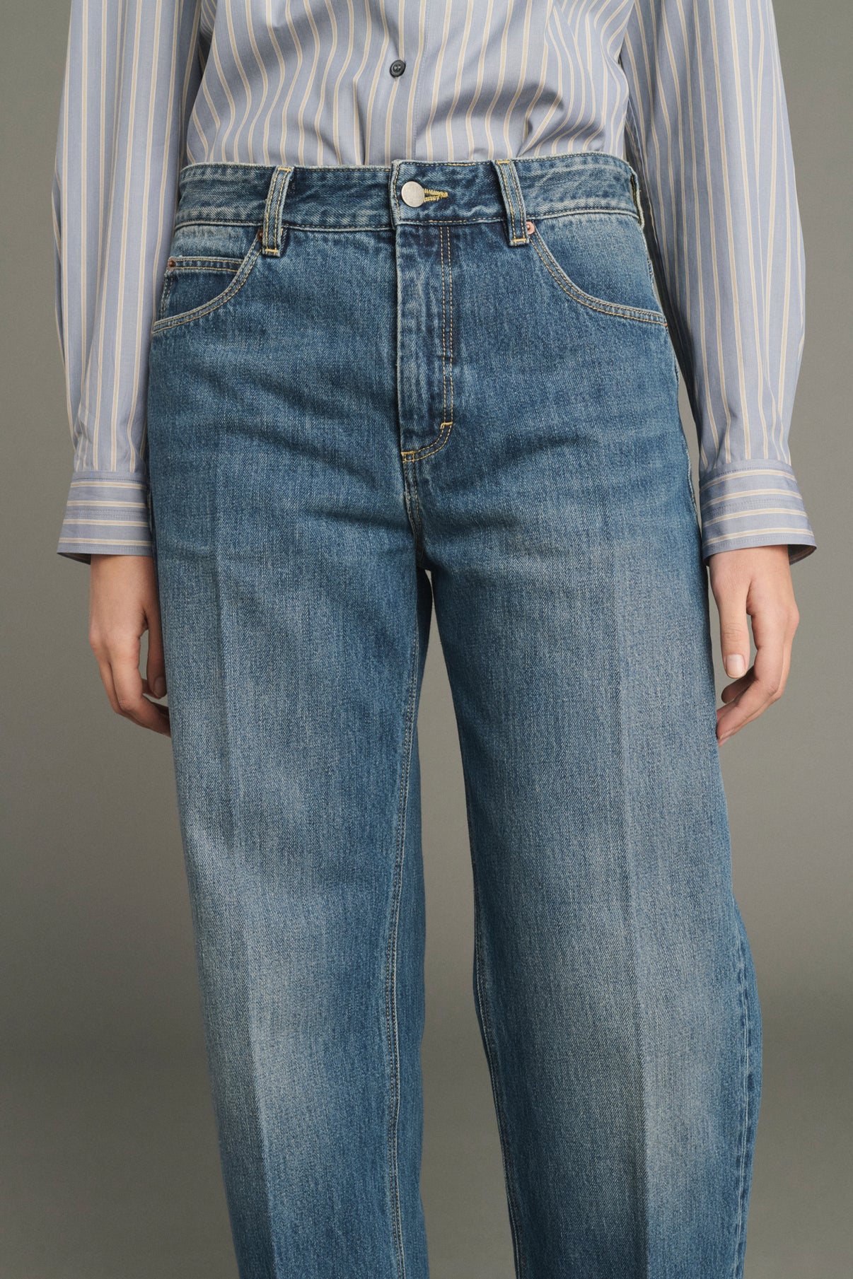 Jeans Jerry - Washed blue denim - Cotton - Femme vue 4