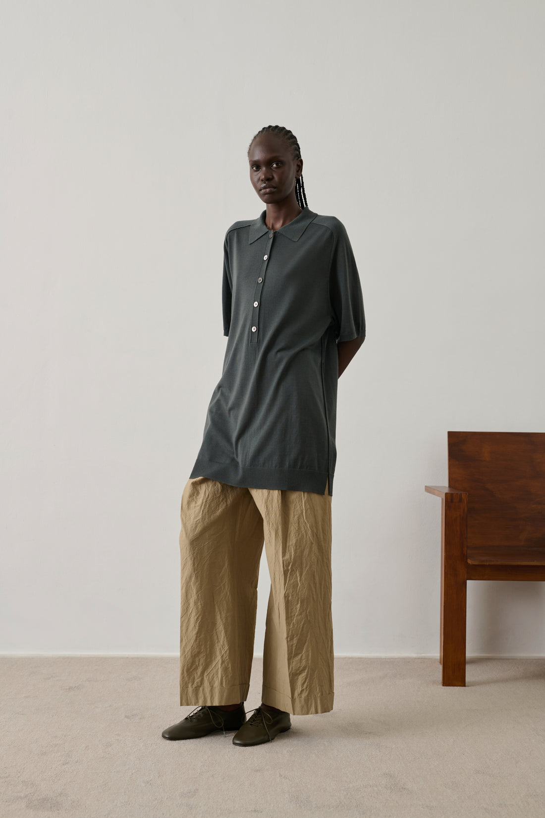 Dress Hilda - Grey Blue Merino Wool Polo