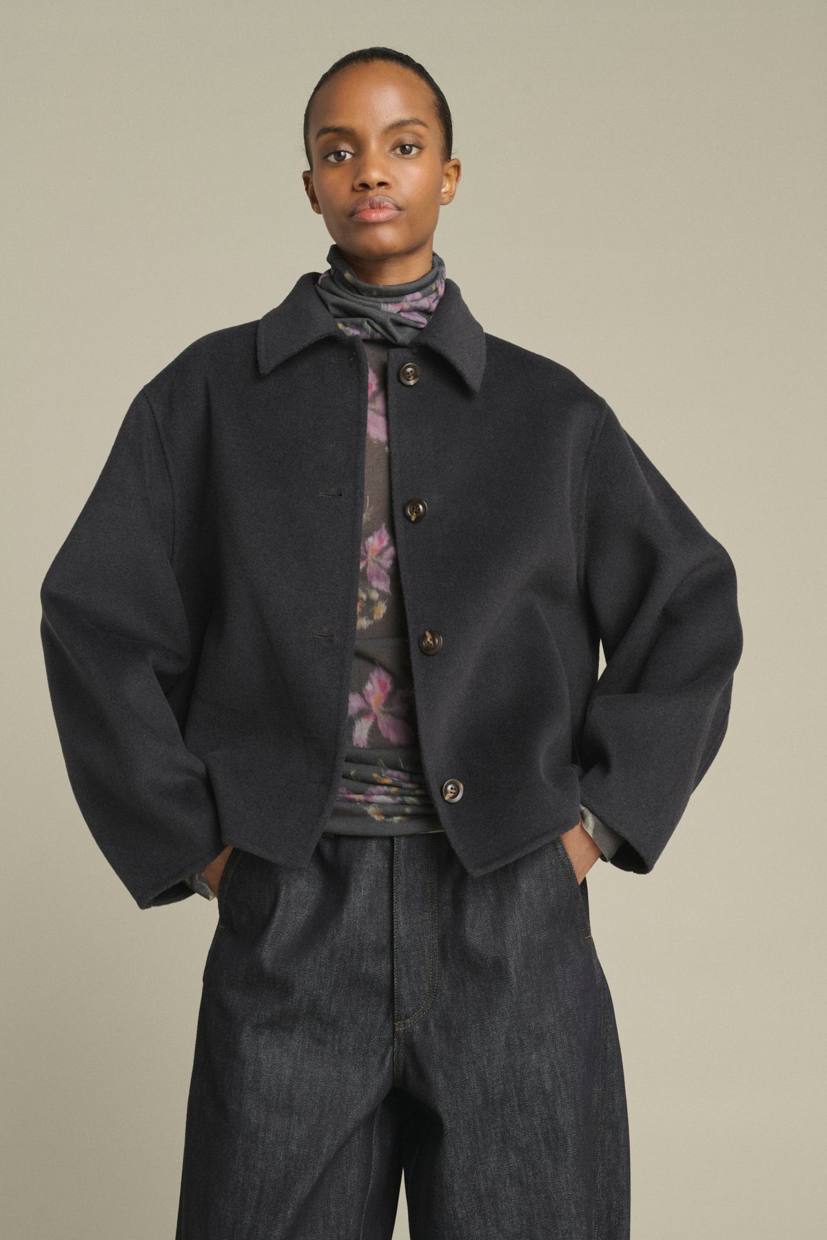 Coat Gyoda - Charcoal - Wool - Women vue 1