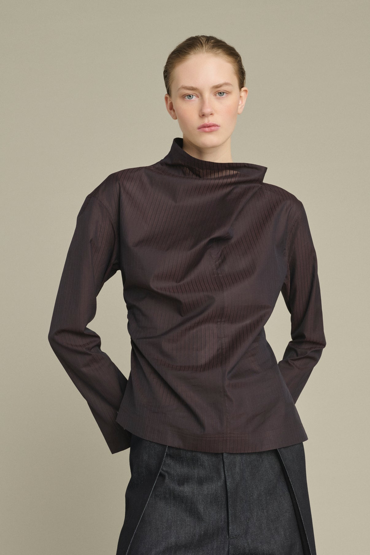 Lana Blouse - Fig/Brown - Cotton - Women vue 2