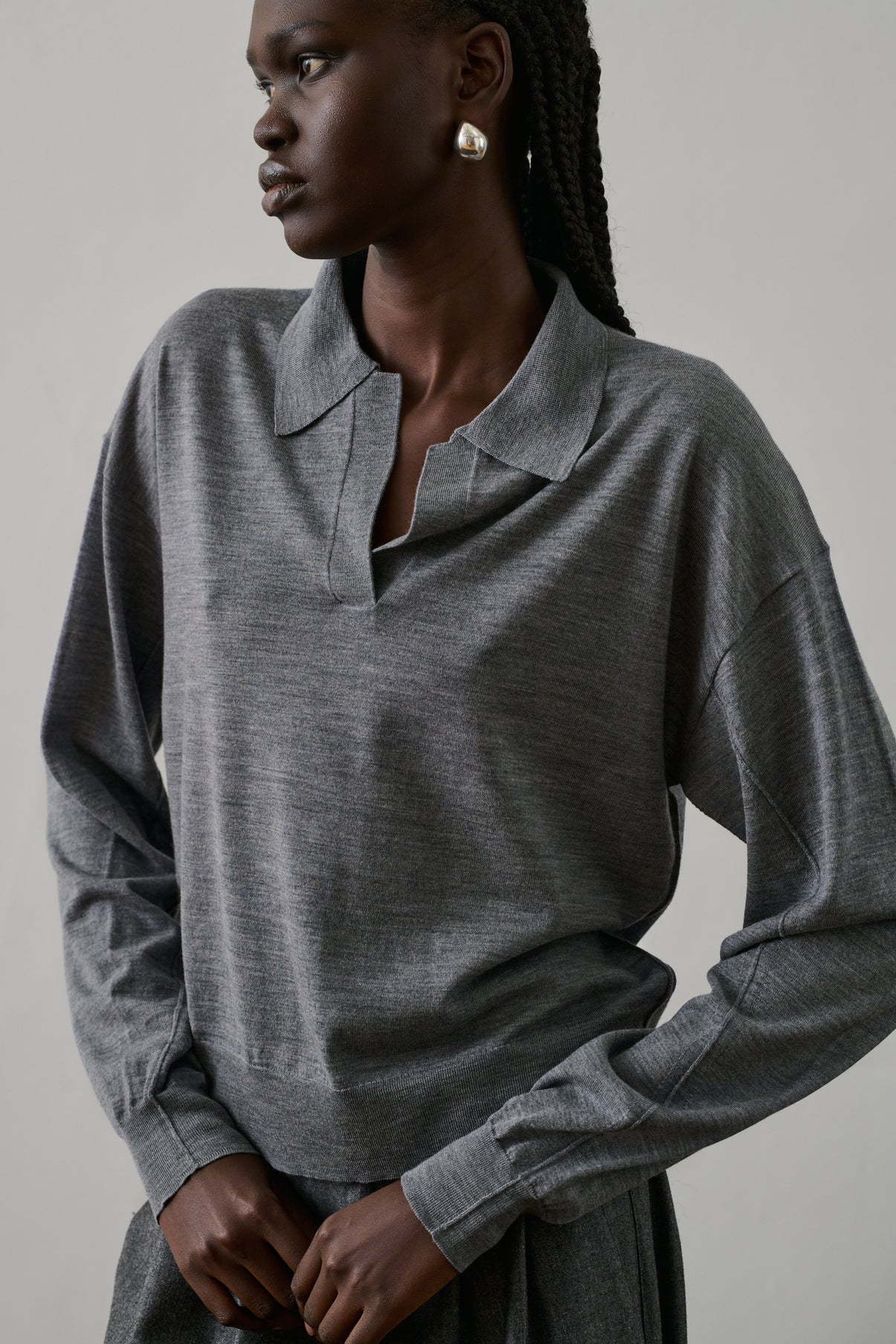 Polo Fleming - Gris Chiné - Laine - Femme vue 2