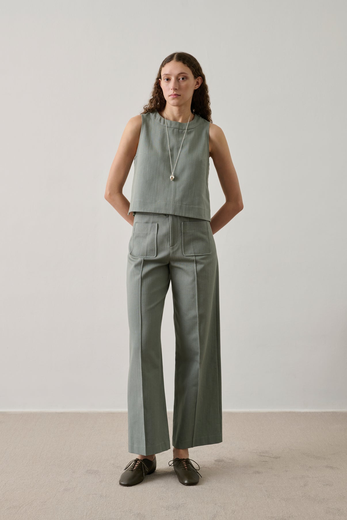 Harry Trousers - Eau de Nil - Cotton - Women vue 1