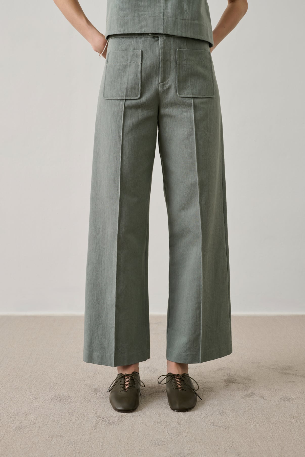 Harry Trousers - Eau de Nil - Cotton - Women vue 2