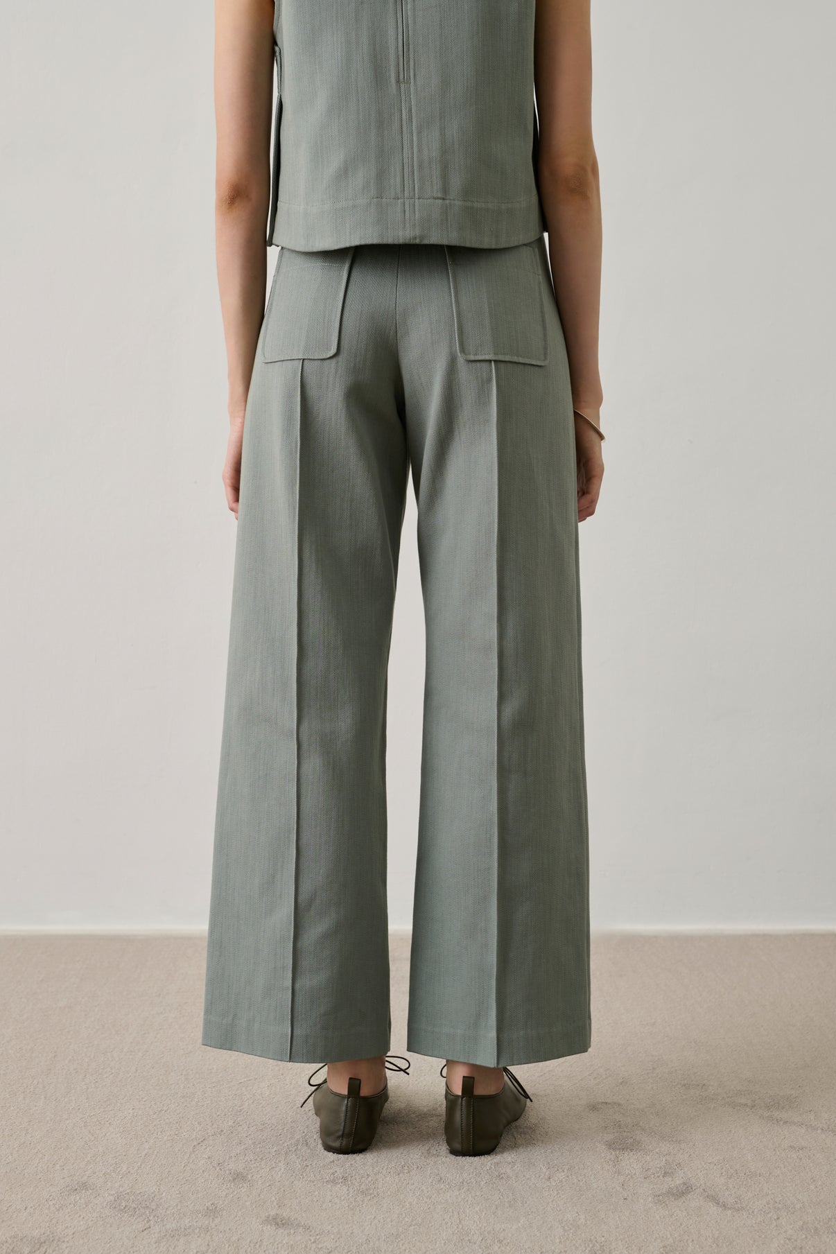 Harry Trousers - Eau de Nil - Cotton - Women vue 3