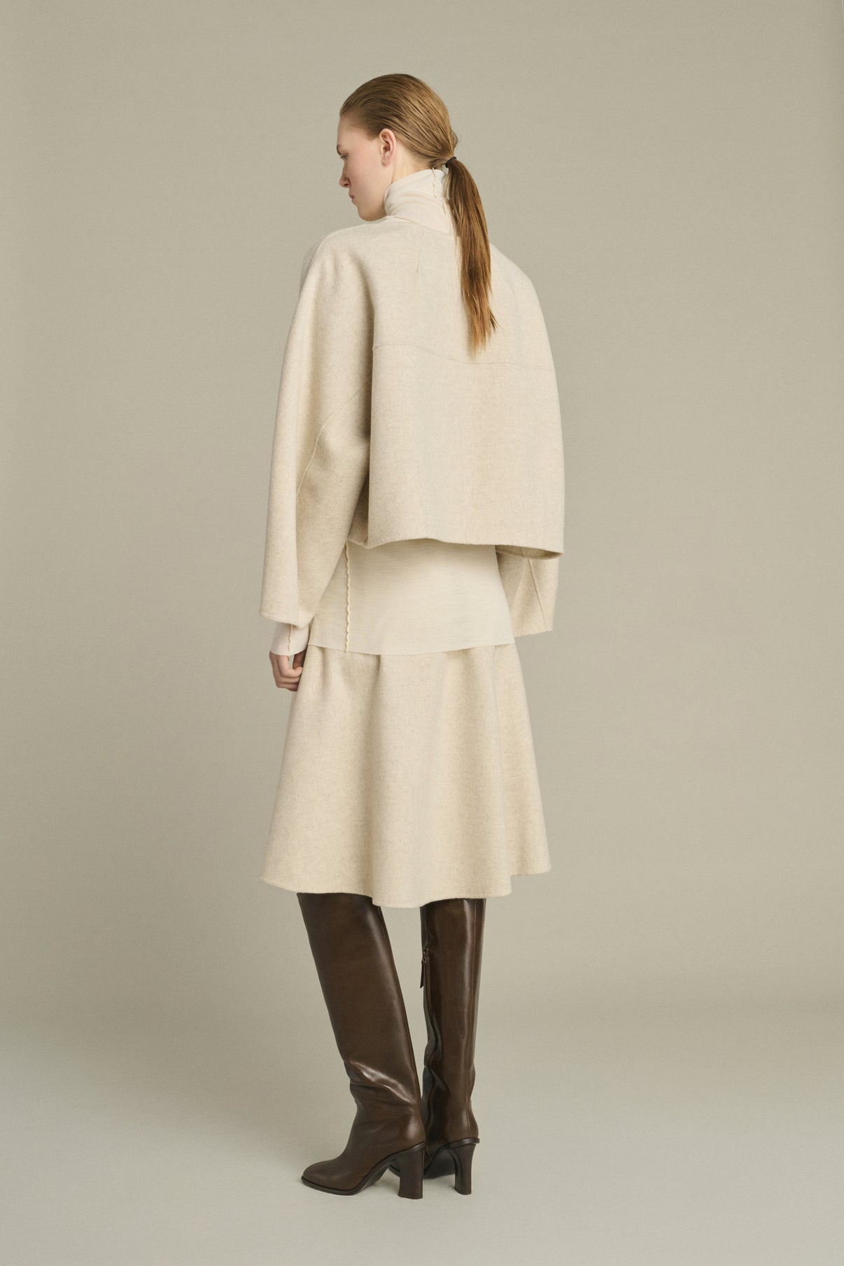 Kelya Skirt - Ecru/Grey - Wool - Women vue 2