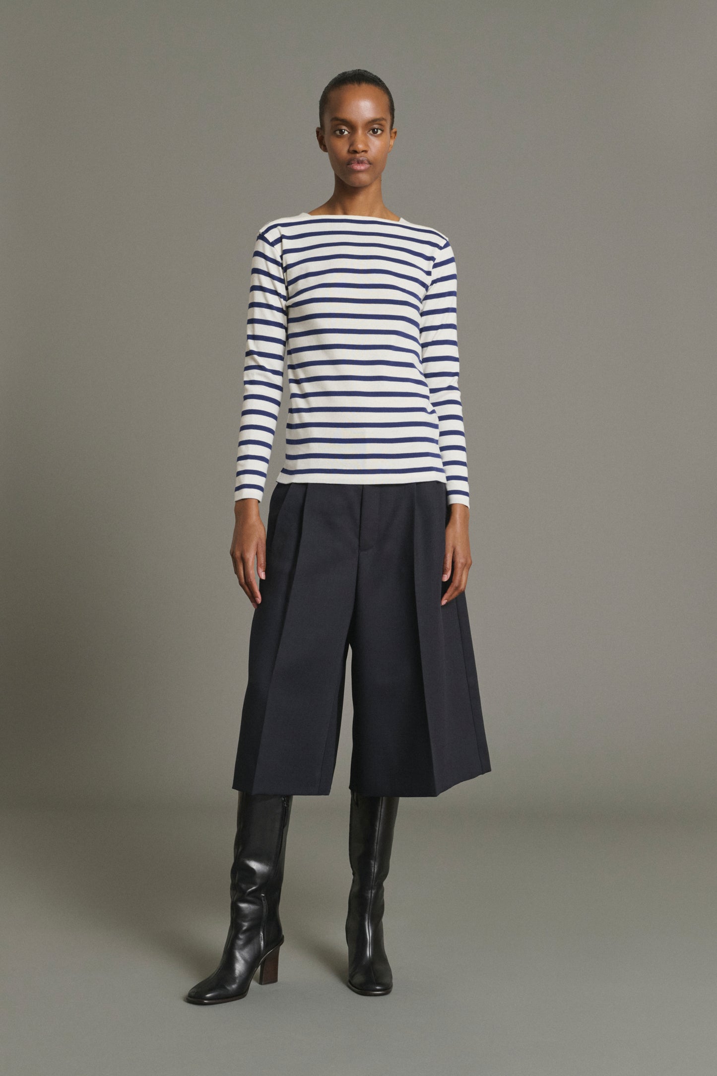 T-Shirt Katy - White Blue Organic Marinière Women - Soeur