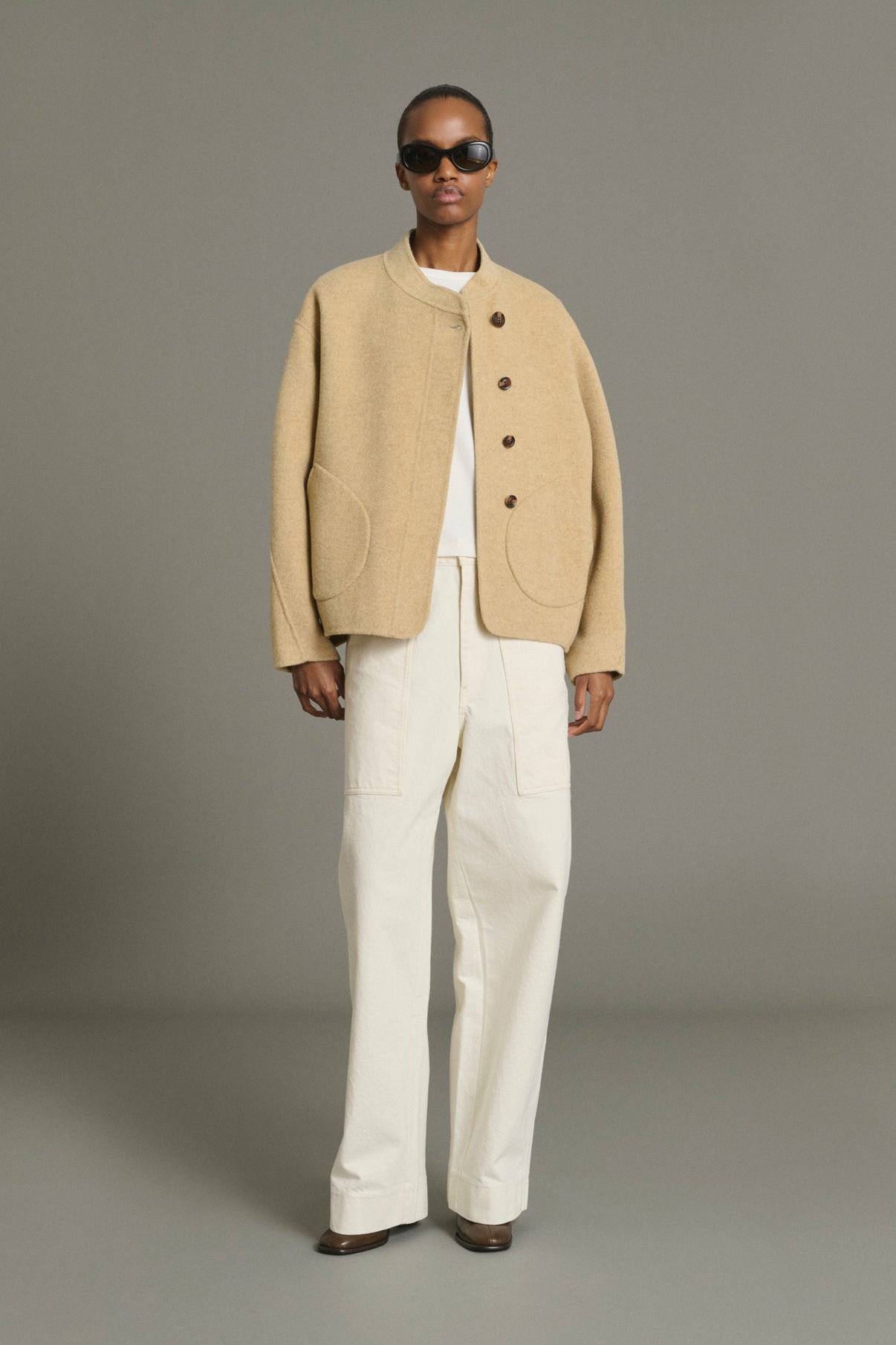 Windsor Coat - Beige Marl Short Wool Women - Soeur vue 6