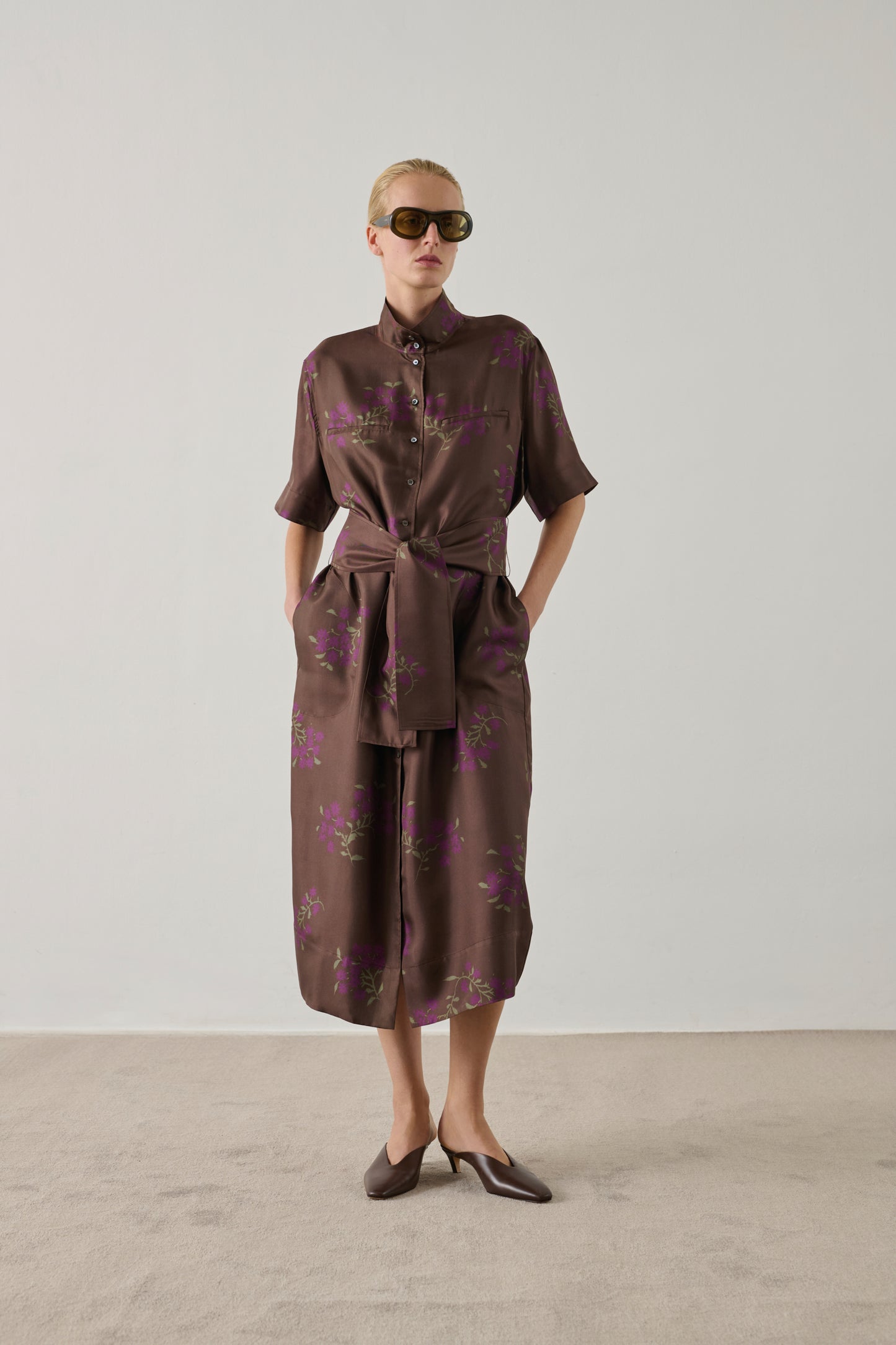 Robe Witty - Marron/Violet - Soie - Femme