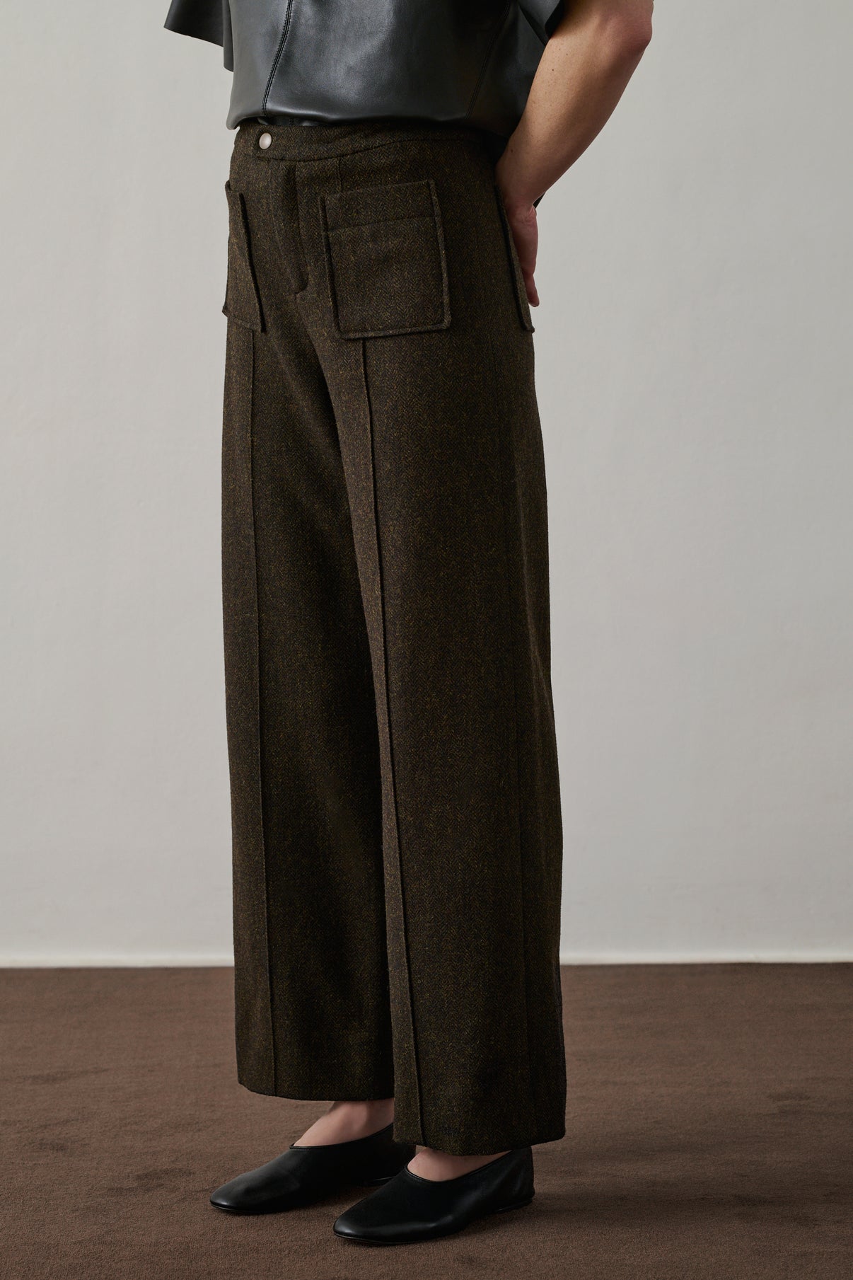 Pantalon Harry - Kaki/Noir - Laine - Femme vue 3