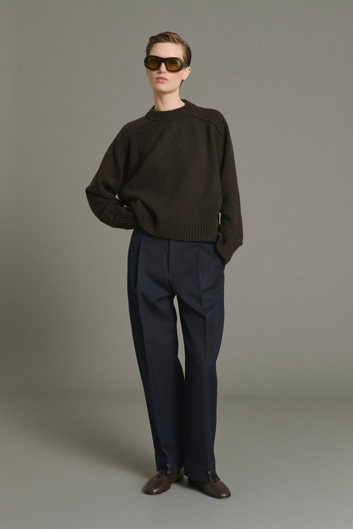 Felix Trousers - Navy Wool Pleated Women's - Soeur vue 5