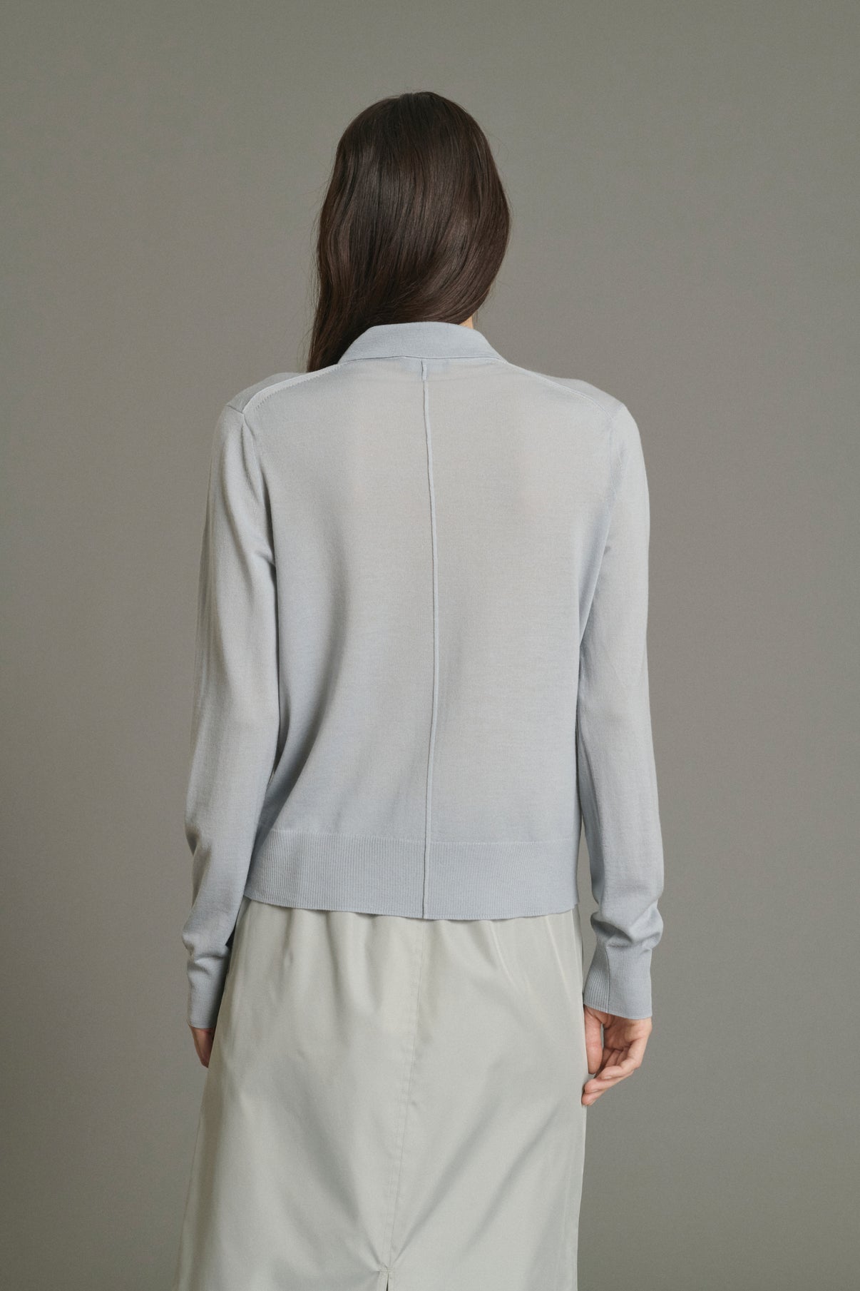 Hailey Cardigan - Pale Blue - Merino Wool - Women vue 4