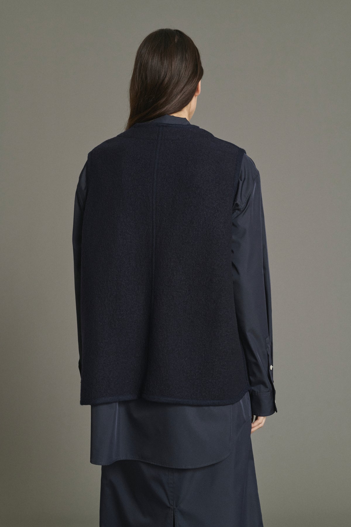 Jacket Chicago - Navy Boiled Wool Women - Soeur vue 4