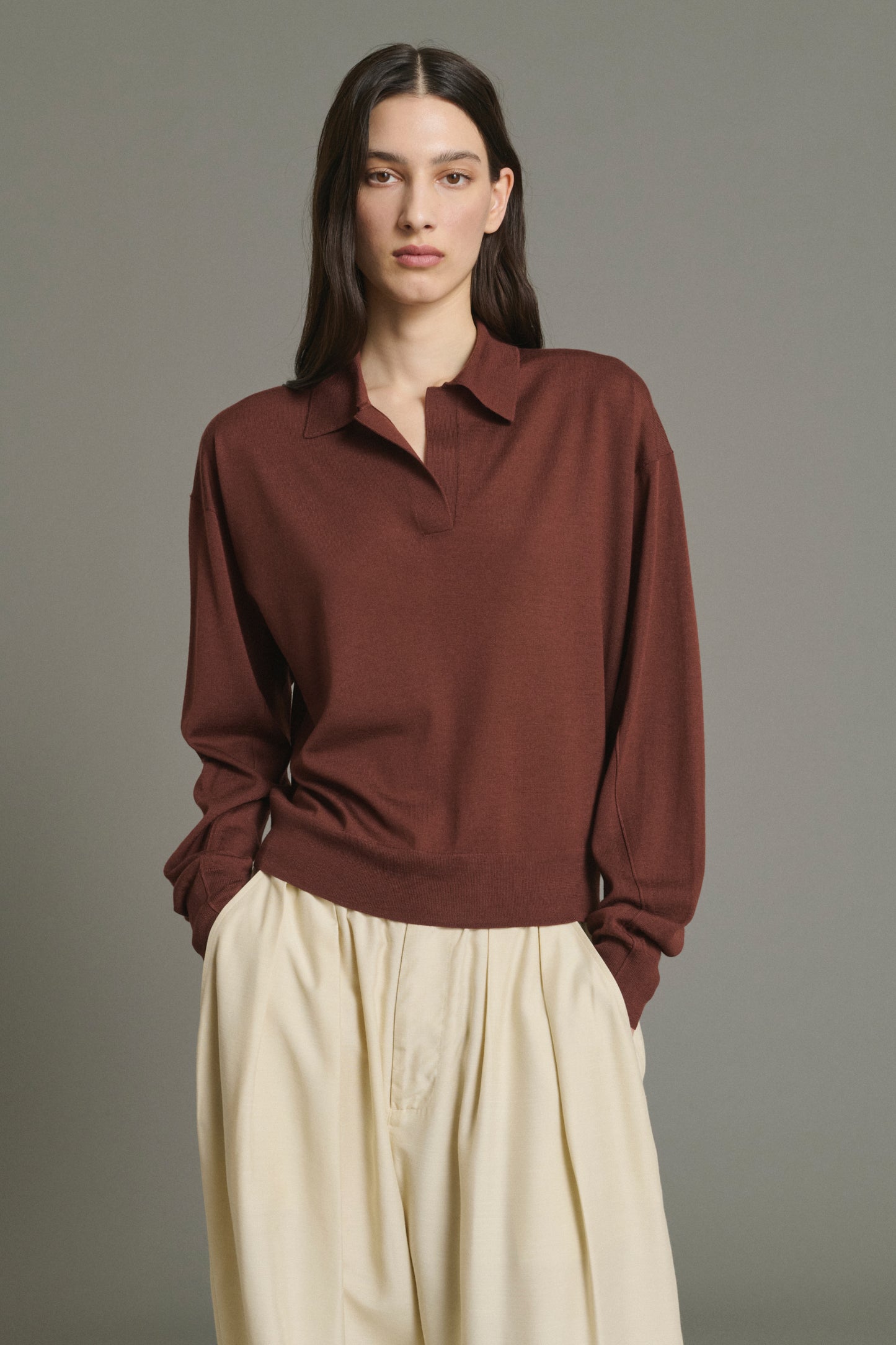Fleming pullover - Mahogany - Merino Wool - Women