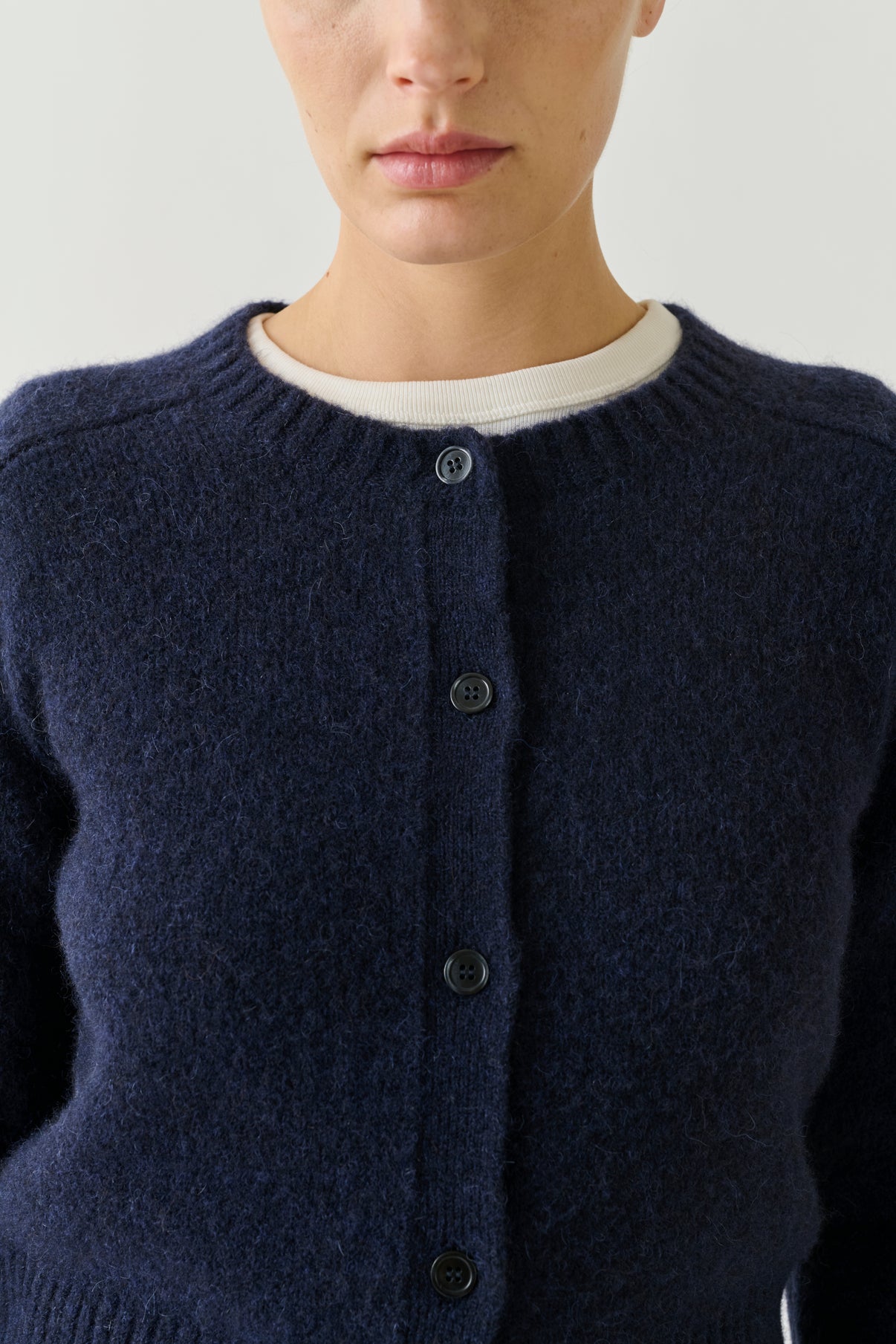Cardigan Lyne - Navy - Wool - Women vue 4