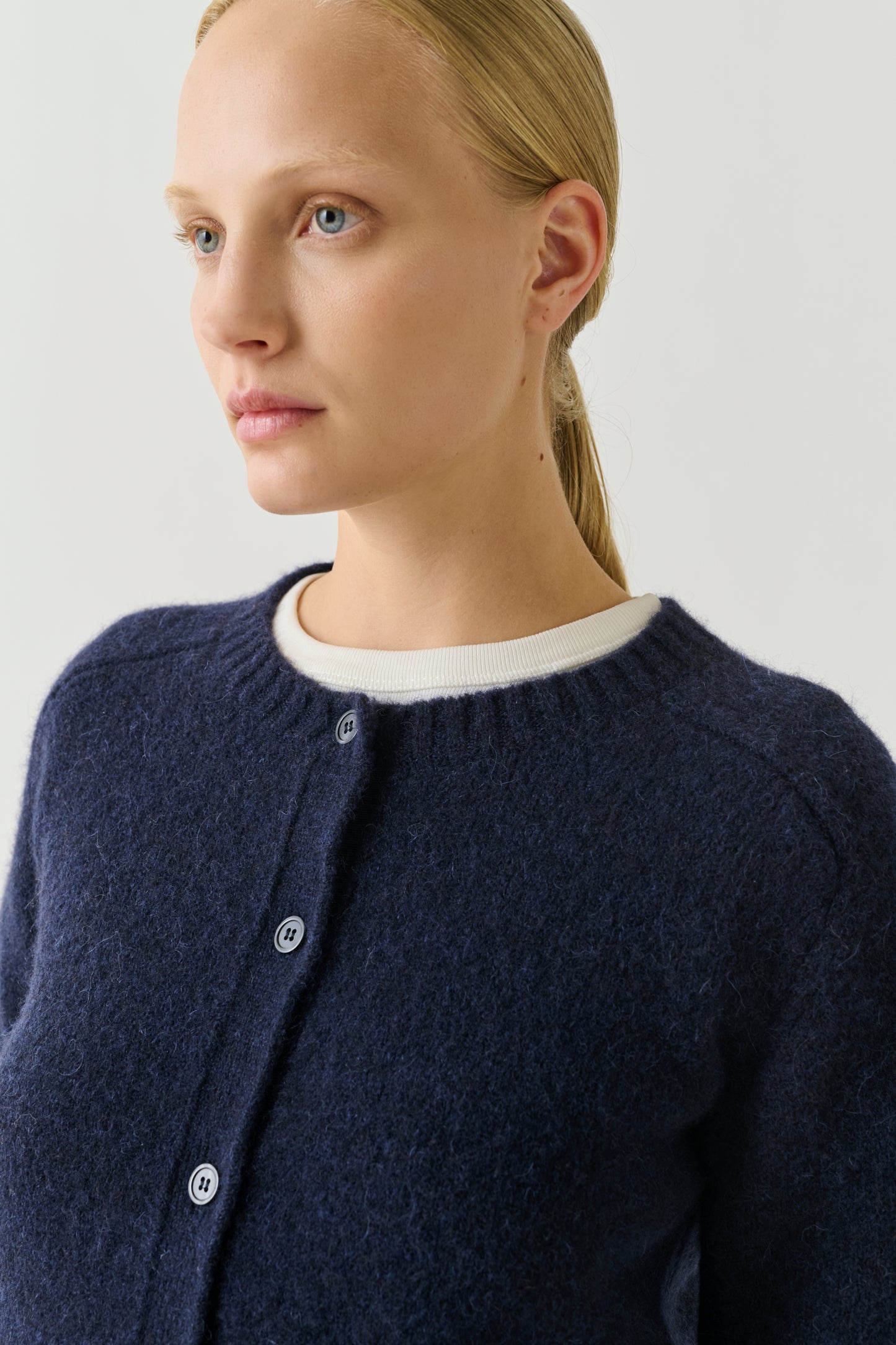 Cardigan Lyne - Navy - Wool - Women
